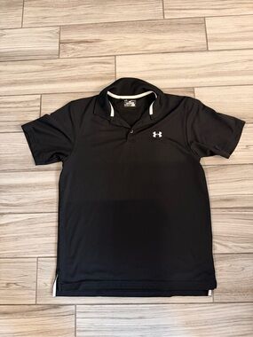 Under Armour Black Polo with White Logo Accent